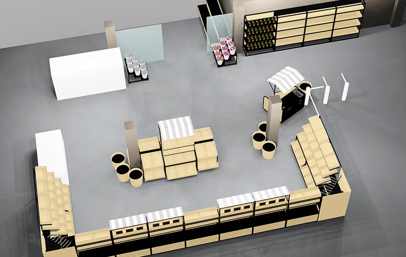 3D Planung einer Obst- und Gemüseabteilung